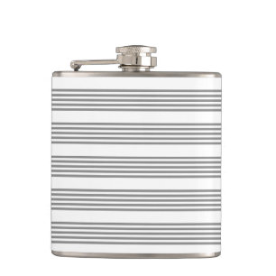 Grey and white five stripes pattern hip flask