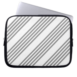 Grey and white five stripes pattern laptop sleeve