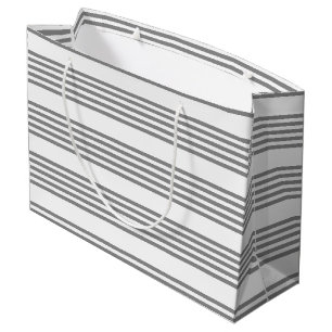 Grey and white five stripes pattern large gift bag