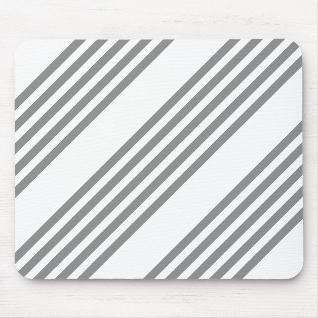 Grey and white five stripes pattern mouse mat (Front)