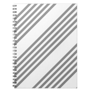 Grey and white five stripes pattern notebook