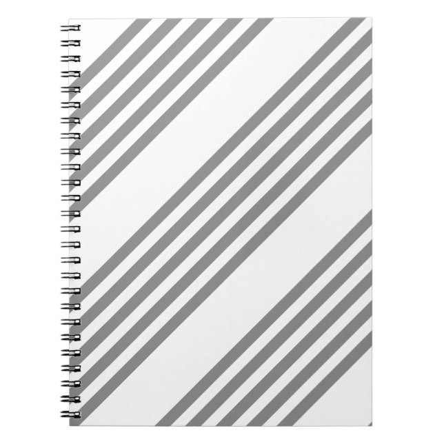 Grey and white five stripes pattern notebook (Front)