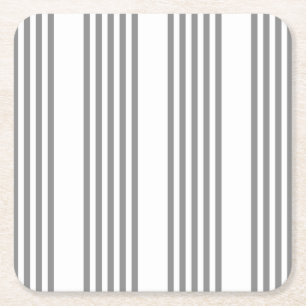 Grey and white five stripes pattern square paper coaster