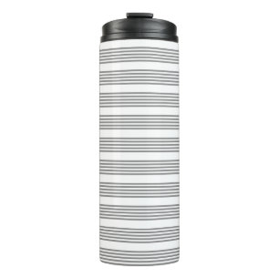 Grey and white five stripes pattern thermal tumbler