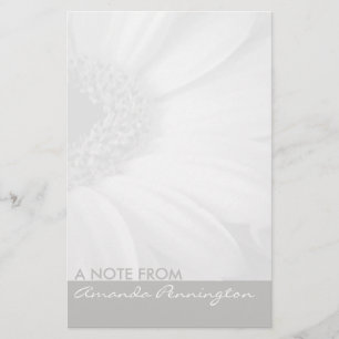Grey and White Floral Notepad Stationery