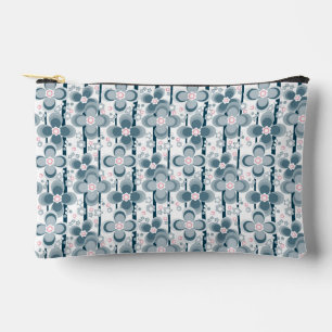 Grey and white floral pattern grey accessory pouch