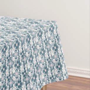 Grey and white floral pattern grey tablecloth