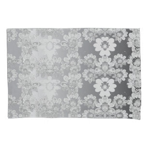 Grey and White Floral Pillow Cases