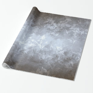 Grey And White Flowers Wrapping Paper