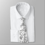 Grey and White French Toile Neck Tie<br><div class="desc">Stylish groomsmen neck tie done in a grey and white coloured vintage French Toile pattern. Customise to add a large monogram or any text you want.</div>