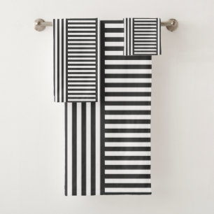 Grey and white Geometric Bath Towel Set