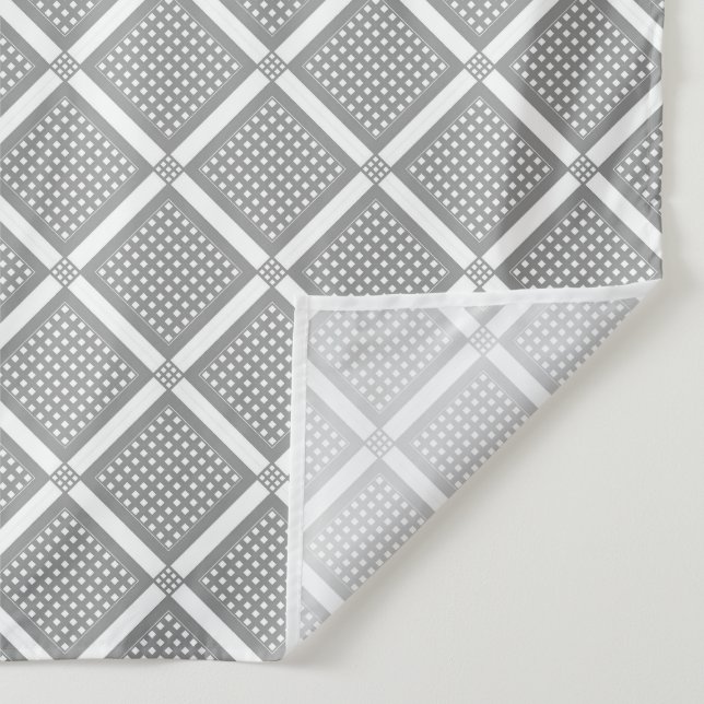 Grey and white geometric checkered pattern tapestry (Detail)