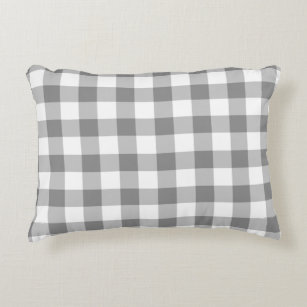 Grey And White Gingham Check Pattern Decorative Cushion