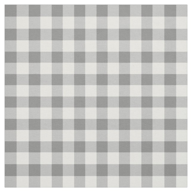 Grey And White Gingham Check Pattern Fabric (Swatch)