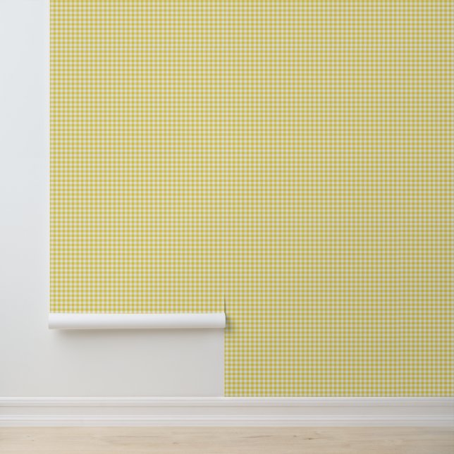 Grey and White Gingham checks Plaid Wallpaper (Application)