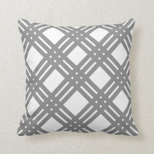 Grey and White Gingham Cushion