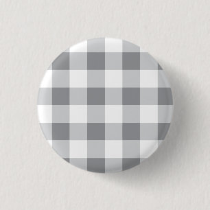 Grey And White Gingham Pattern 3 Cm Round Badge