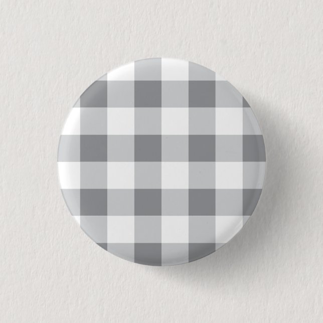 Grey And White Gingham Pattern 3 Cm Round Badge (Front)