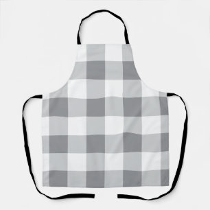 Grey And White Gingham Pattern Apron
