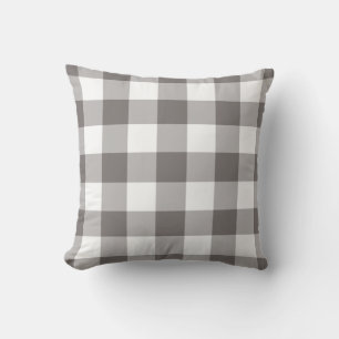 Grey and White Gingham Pattern Chequered Cushion