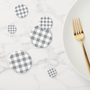 Grey And White Gingham Pattern Confetti
