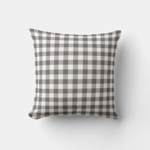 Grey and White Gingham Pattern Cushion