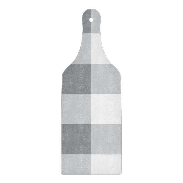 Grey And White Gingham Pattern Cutting Board (Front)