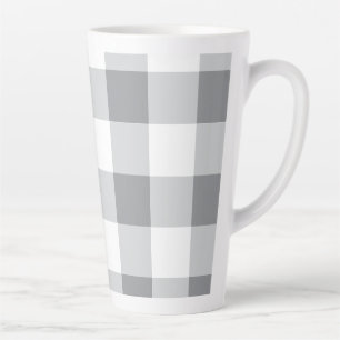 Grey And White Gingham Pattern Latte Mug