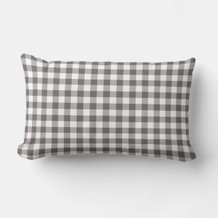 Grey and White Gingham Pattern Lumbar Cushion