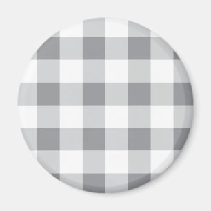 Grey And White Gingham Pattern Magnet