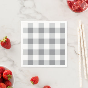 Grey And White Gingham Pattern Napkin