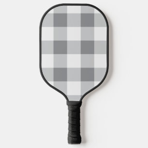 Grey And White Gingham Pattern Pickleball Paddle