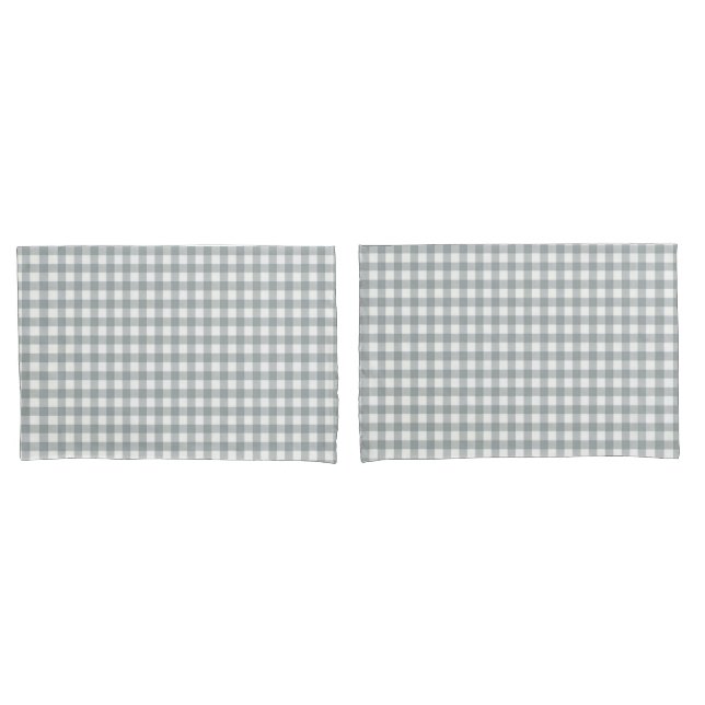 Grey and White Gingham Pattern Pillowcase (Front-Set)