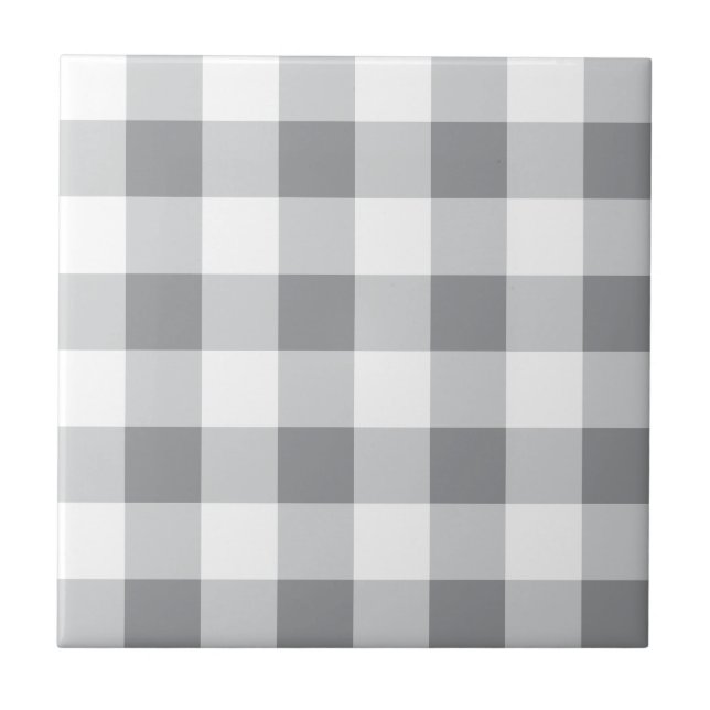 Grey And White Gingham Pattern Tile (Front)
