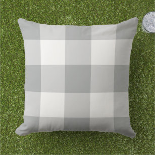 Grey and White Gingham Plaid Pattern Cushion