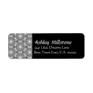 Grey and White Grunge Stars Black Address Label