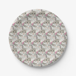 Grey and white Hamster Pattern Paper Plate