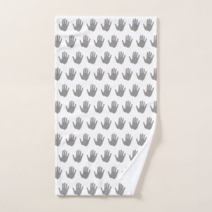 Grey and White Hand Print Pattern Towel