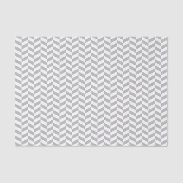 Grey and White Herringbone Tissue Paper (Front)