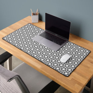 Grey and White Hexagon Pattern  Desk Mat