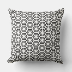 Grey and White Hexagon Pattern Throw Pillow