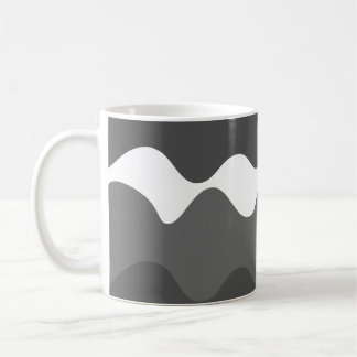 Grey and white horizontal waves pattern coffee mug