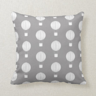 Grey and White Hot Air Balloon Pattern Cushion