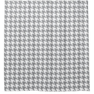 Grey and White Houndstooth Pattern Shower Curtain