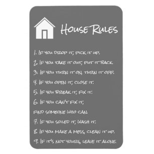 Grey and White House Rules Magnet