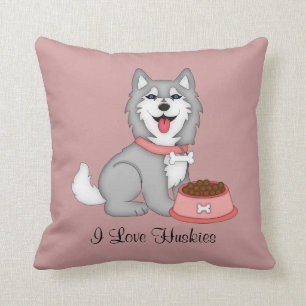 Grey and White Husky (Girl) Cushion