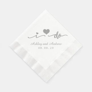 Grey and White I Do | Wedding Paper Napkin