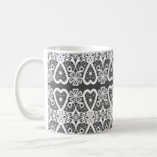 Grey and white lace pattern coffee mug