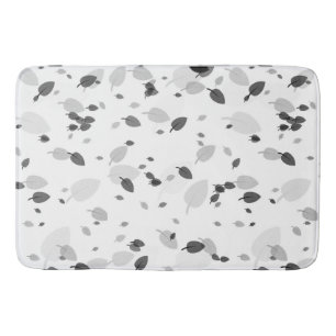 grey and white leaves  bath mat