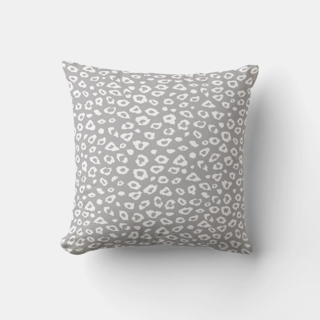 Grey and White Leopard Print Cushion (Front)